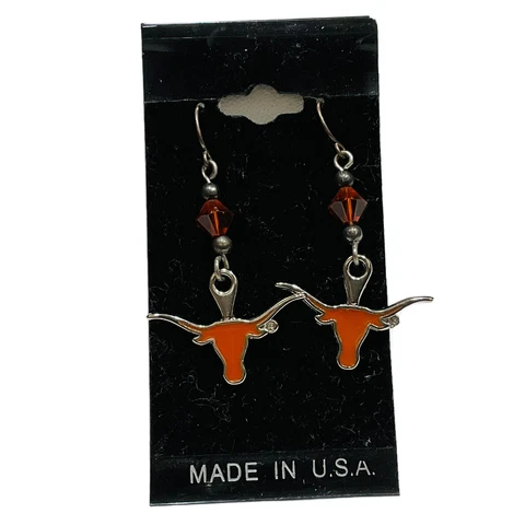 Texas Longhorns Dangle Earrings Austin University Burnt Orange Pierced New Cover