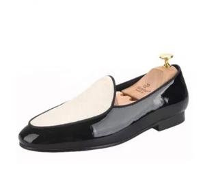 Men's New Fashion British Round Toe Color Matching Slip On Loafers Leather Shoes - Picture 1 of 9