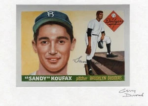 1955 Topps Sandy Koufax rookie card print autograph by sport artist Gerry Dvorak - Picture 1 of 1