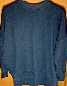 Aerie Waffle Knit Crewneck Sweat shirt Black Size Small Cozy Stretchy Relaxed - Bild 1 von 4