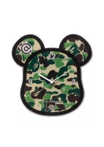 Bape x Bearbrick ABC BE@R Bear Wall Clock Green Camo APE NIB - Picture 1 of 7
