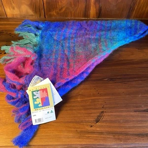 St. Albans Mohair Schal Halstuch Indigo Mischung Bunt Hergestellt in Australien Neu mit Etikett - Bild 1 von 10