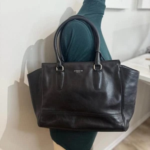 Coach Vintage Leather Legacy Candace Carryall Black Smooth Shoulder Purse Bag - Bild 1 von 7