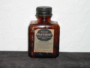 Vintage McKesson's Albomist Nose and Throat Drops 1-Ounce Amber Bottle - Picture 1 of 4