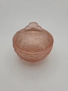 Pink Irice Powder Jar Trinket Dish Czechoslovakia 3.5” Tall - Picture 1 of 5