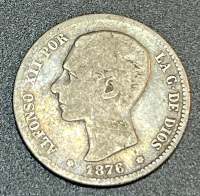 1876 Spain 1 Peseta Silver Coin .835 - Image 1 of 2