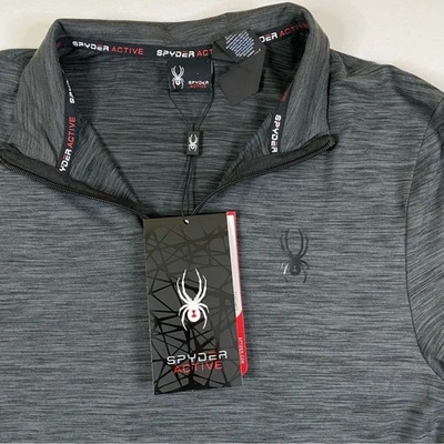 NUEVA Camisa Spyder 1/4 Cremallera Para Hombres Pequeña Cuello Simulado Rendimiento Activo Pullover Foto 1 de 4