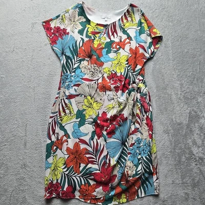 Vestido Signature by Robbie Bee 14 havaiano floral falso envoltório tropical resort wear - Imagem 1 de 4