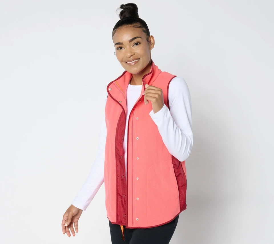 Chaqueta para mujer Sport Savvy talla S polar y tejido chaleco mixto rosa A657090 Foto 1 de 4