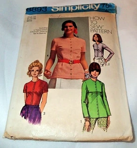 VINTAGE SIMPLICITY PATTERN 8893 ~ MISSES BLOUSE ~ SIZE 16 *UNCUT - Picture 1 of 1