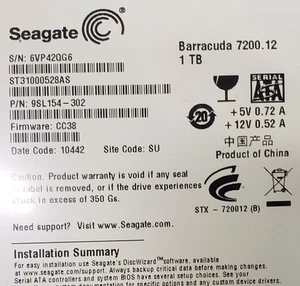 Seagate Barracuda 7200.12 ST31000528AS 3,5" 1TB Interne SATA Festplatte - Bild 1 von 4