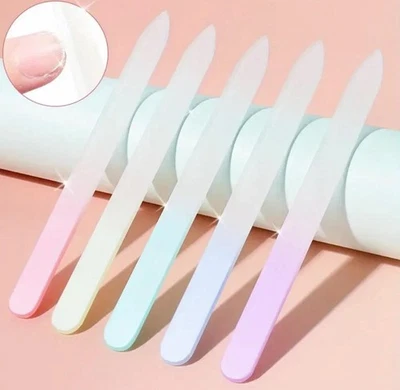 2x Glass Nail File Set Crystal in Double Sided Manicure Pedicure Tool Uk