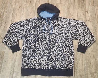 Sudadera con Capucha Vintage Y2K Phat Farm Logo Allover Azul Talla 2X Grande y Alta Cremallera Completa Rara Foto 1 de 4