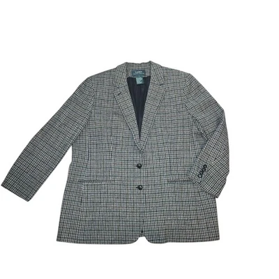 Lauren Ralph Lauren 100% Wool Houndstooth Blazer Womens Plus 20W VTG 90s Y2K USA - Image 1 of 4