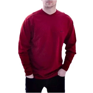 Nike Red Tshirt Men's Size Large Retro Round Neck Long Sleeved Tee Shirt Jumper - Picture 1 of 4