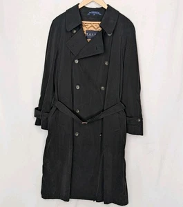 Gabardina Ralph Lauren Para Hombres 40R Negra Cinturón Doble Pecho Forrada Lana Inferior - Imagen 1 de 14