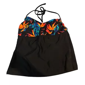 Adidas Women’s Black Multicolored Tankini Swimsuit Top Size 14 - Picture 1 of 6