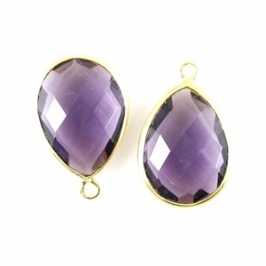 Gemstone Pendant - 13x18mm Faceted Pear Shape - Amethyst Quartz (Sold Per 2 Pcs) - Picture 1 of 2