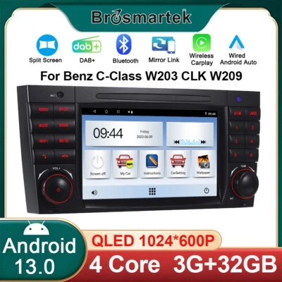 7" Android 13 Autoradio CarPlay 32GB GPS Für Mercedes C/CLK/CLC Klasse W203 W209 - Bild 1 von 4