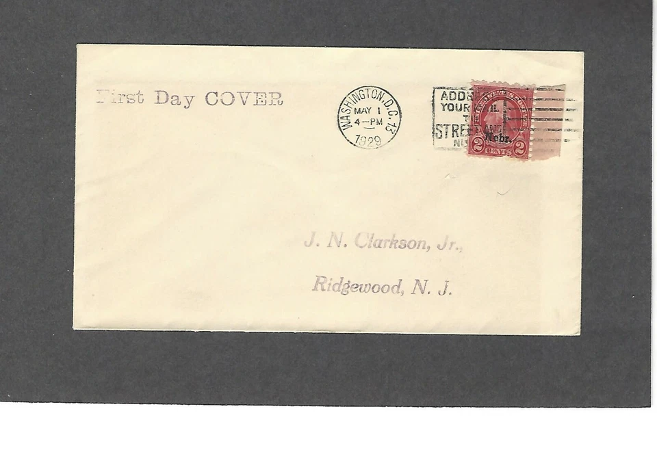 #671 2c NEBRASKA OVERPRINT FDC WASHINGTON,DC  MAY 1-1929  - Image 1 of 1