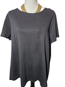 T-shirt donna Charter Club nera manica corta girocollo Pima cotone nuova con etichette 2X - Foto 1 di 4