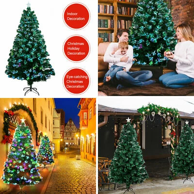 Fibre Optic Christmas Trees XMAS LED Lights Pre Lit Star Color Changing Tree UK - Image 1 of 4