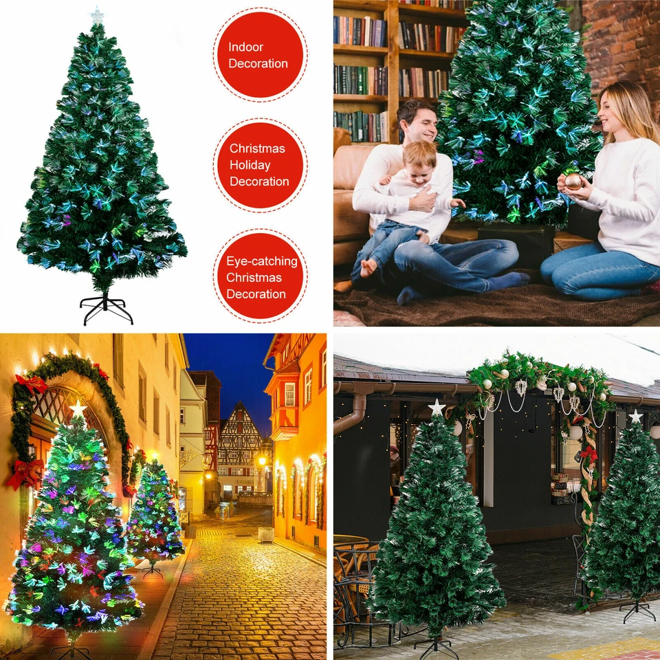 Fibre Optic Christmas Trees XMAS LED Lights Pre Lit Star Color Changing Tree UK - Image 1 of 4