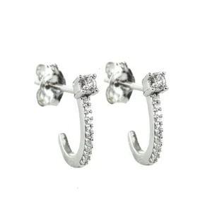 0.25 CT. SI1-G GENUINE DIAMOND J-TYPE STUD EARRINGS PUSH BACK 10K WHITE GOLD - Picture 1 of 8