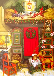 Postal Dos Viejas Damas Tías Hay Granero Cabaña Navidad Inge Look Finlandia - Imagen 1 de 1