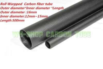 16MM Tubing 3K Carbon Fiber Rolled Tube  16X12 16X13 16X14 16X15 L500MM Poles - Image 1 of 4