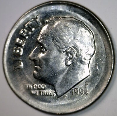 1994 ERROR HUGE Broad Struck Roosevelt Dime NICE BU + Coin Brd Strike NR - Image 1 of 4