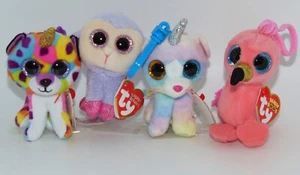 4 Surtidos Ty Beanie Boos & Basket Beanie GISELLE-HEATHER-LILLI-GILDA Clip para llaves - Imagen 1 de 1