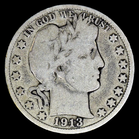 1913-P BARBER HALF DOLLAR ✪ VG VERY GOOD ✪ 50C SILVER COIN SCARCE V124 ◢TRUSTED◣ Cover