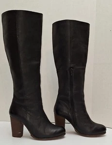 Steve Madden Hudsun Black Leather Knee High Boots Ankle Zipper Size US 9 - Picture 1 of 9