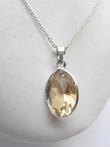 Ciondolo e Catenina in Argento 925 con Topazio Giallo - Pendente con Girocollo - Foto 1 di 7