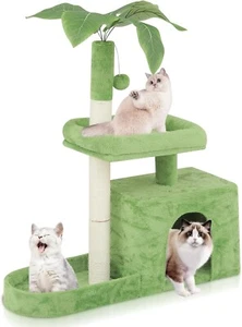 32-inch Cat Tree, Cat Stand for Cat Kittens With Scratching Post, Ball, Leaves - Picture 1 of 11