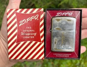 Vintage LIBERTY NATIONAL INSURANCE Zippo lighter in Candy Stripe Zippo Box 1962 - Picture 1 of 10