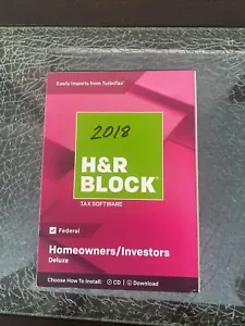 2018 H&R BLOCK FEDERAL HOMEOWNERS/INVESTORS DELUXE TAX SOFTWARE NEW Turbotax - Picture 1 of 10