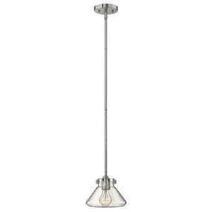 Lampada a Sospensione Plafoniera Vetro Acciaio D 20,3 CM Sala Pranzo 1 Fiamma - Foto 1 di 1