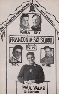 Franconia Ski School on Cannon Mt at Mittersill NH Paul Valar VTG 1950s Postcard - Picture 1 of 2