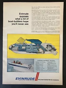 Evinrude 1968 barco recortado diagrama color anuncio impreso vintage - Imagen 1 de 2