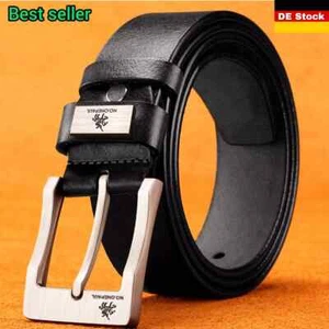 Gürtel Leder Schwarz 4cm breit Herren Damen Vollledergürtel echt PU Leder NEU - Bild 1 von 12