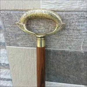 Antique Style Victorian Brass Handle Cane Wooden Walking Stick Vintage Gift Men - Picture 1 of 5