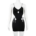New Sexy Women Spaghetti Strap Bandage Bodycon Solid Hollow Out Club Dress