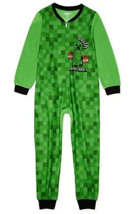 MINECRAFT Pajamas Size 4-5, 6, 8 10-12 Boys One Piece Union Suit Blanket Sleeper - Picture 1 of 2