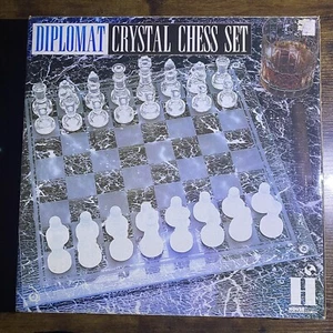 Housewares International “Diplomat Crystal Chess Set” 2002 14”x14” Board - Picture 1 of 3