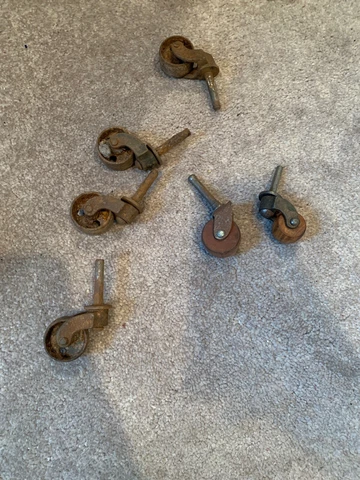 Vintage Furniture Caster  wheels, Lot Of 6 Cover