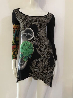 DESIGUAL Vestito abito nero fantasia colorata Tg XS - Immagine 1 di 4