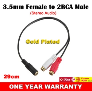 3.5mm AUX Female to 2 RCA Female Splitter Cable Stereo Audio Adapter Gold Plated - Foto 1 di 4