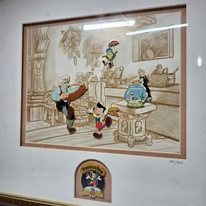 Lote Colección Conjunto Prendedor 60 Aniversario Obra de Arte Enmarcada Pinocho DE COLECCIÓN - Imagen 1 de 4